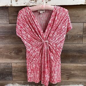 Josephine Studio Ladies Blouse, Size Petite Medium, Red and White